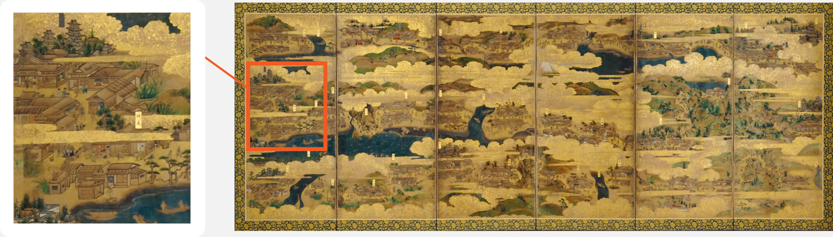 東海道図屏風（右隻）県指定文化財